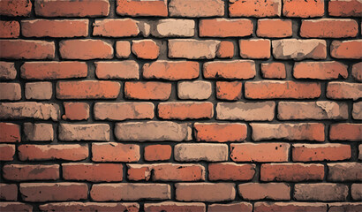 Brick wall background. Realistic brick wall vector illustration with detailed texture. Seamless brick wall. 
