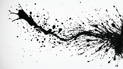 Black ink splash on white background. Ink splash texture. Ink spots. Ink drops. Ink splatter.