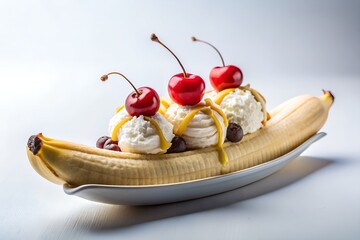 banana split in white background