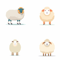 cartoon white sheep vector art illustration