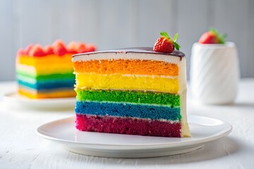 rainbow cake in white background