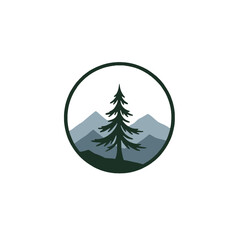 Obraz premium Nature's Embrace A Mountain and Pine Tree Logo