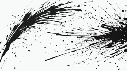 Black ink splash on white background. Ink splash texture. Ink spots. Ink drops. Ink splatter.