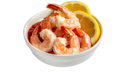 Shrimp Cocktail in a Bowl with Lemon Slices and Sauce Fresh Seafood Dish Healthy Meal Culina