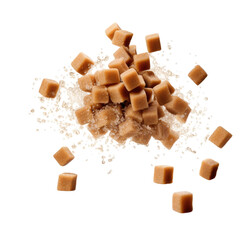 Brown Sugar Cubes on transparent background
