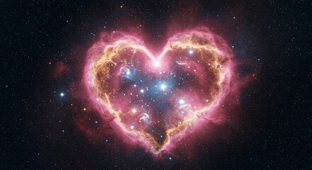 Heart Shaped Nebula Pink Galaxy Space Stars Valentine Love