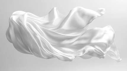 Fototapeta premium Fluid White Silk Fabric in Motion: Abstract Art Photography