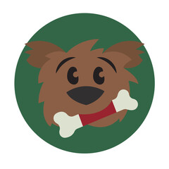 Cute dog avatar with a bone toy icon