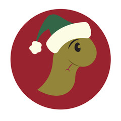 Obraz premium Cute turtle avatar with a winter hat icon