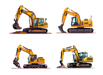 excavator builder loading for construction vector set