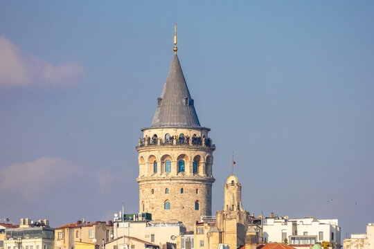 Historic Galata Tower in Istanbul Skyline