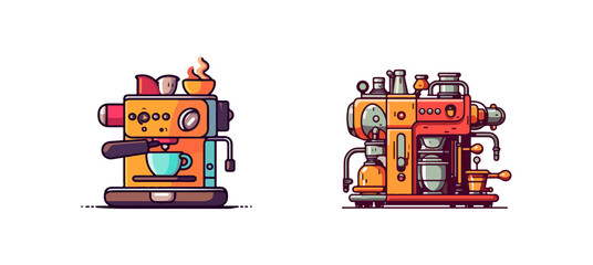 COFFEE EXTRACTION MACHINE MAKER FLAT VECTOR ILLUSTRATION