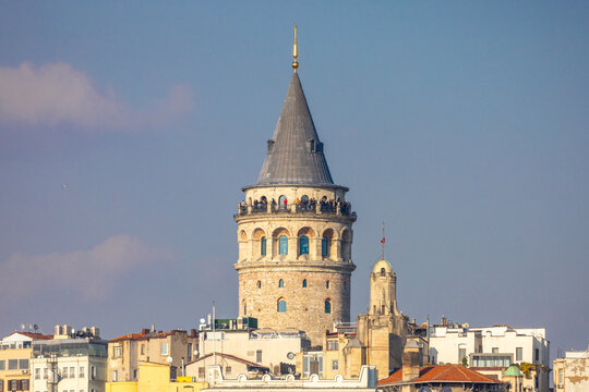 Historic Galata Tower in Istanbul Skyline