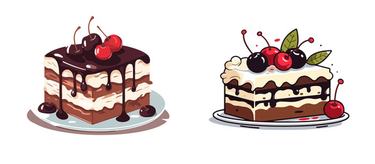 black forest cake dessert vector art