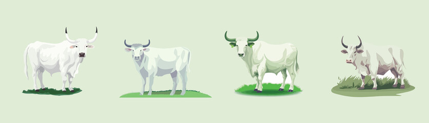 cartoon cow in meadow vector art flat minimalist