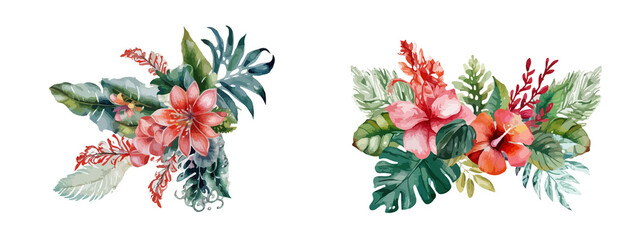 foliage bloom wild flower vector branch set