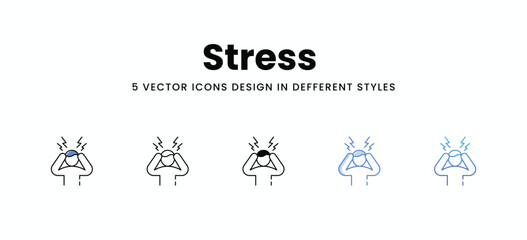 Stress  vector icons set stock illustration