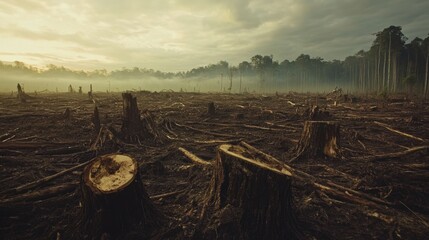Obraz premium Deforestation. Ecology. Environment conservation topic.