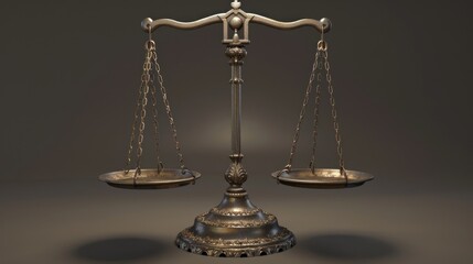 An ornate balance scale symbolizing justice and fairness perfect for legal ethical and philo