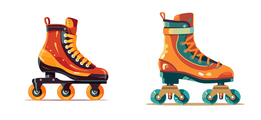 retro quad roller skates, sketch style, hand drawn illustration sticker print