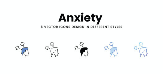 Anxiety  vector icons set stock illustration