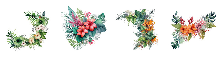 Wild flowers vector collection. herbs, herbaceous flowering plants, blooming flowers decoration for wedding card