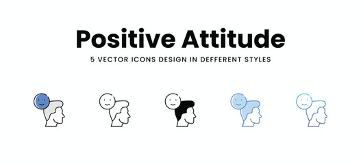 Positive Attitude vector icons set stock illustration