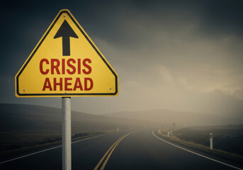 Road sign: "Crisis Ahead"