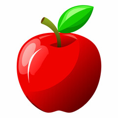 red apple with leaf