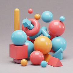 Vibrant 3D Geometric Shapes Background