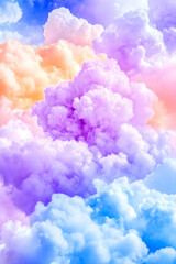 Pastel Cloudscape Dreamy Sky, Colorful Puffs