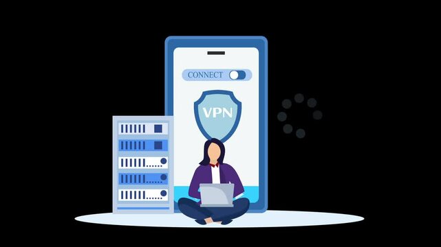VPN security Animated Illustration or 2d animated video 