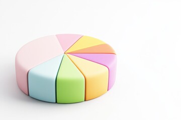 Obraz premium Colorful clay style pie chart icon with playful proportions and vibrant design