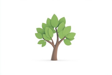 Rounded plasticine style tree icon featuring soft exaggerated leaves isolated on a white background