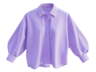 Stylish lavender blouse with balloon sleeves for casual wear  on Transparent Background