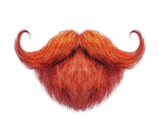 Creative orange mustache and beard art with a whimsical design  on Transparent Background