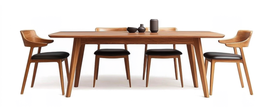 PNG A modern wood dinning furniture set minimalist interior chairs. 
