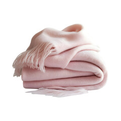 A Soft Pink Cashmere Throw Blanket Isolated on Transparent Background