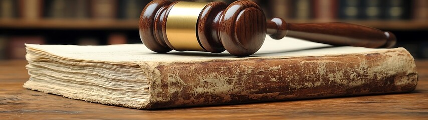 Gavel on Antique Law Book.