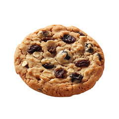 A Soft Chewy Oatmeal Raisin Cookie Isolated on Transparent Background