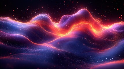 Obraz premium Vibrant Abstract Wave Patterns with Glowing Light Effects