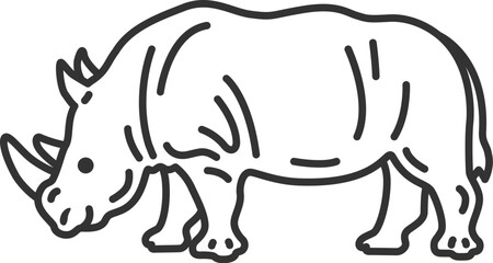 サイ（線画）のイラスト