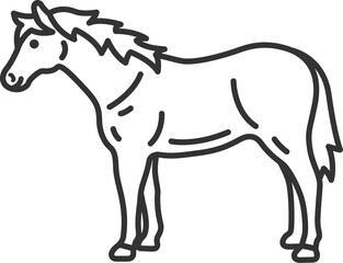 馬（線画）のイラスト