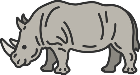 サイ（線画カラー）のイラスト