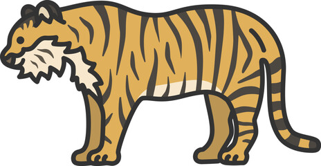 虎（線画カラー）のイラスト