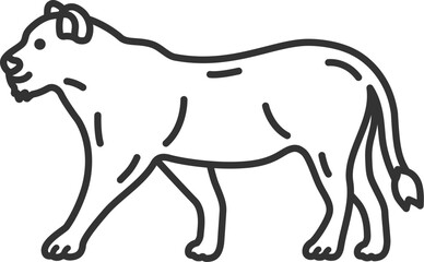 メスライオン（線画）のイラスト