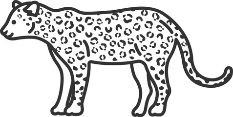 動物の豹（線画）のイラスト