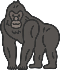 ゴリラ（線画カラー）のイラスト © R-DESIGN