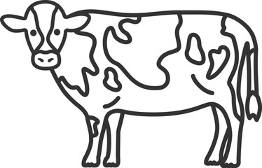 ホルスタイン牛（線画）のイラスト