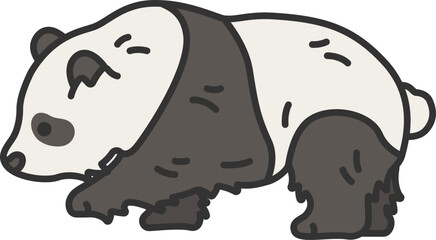 パンダ（線画カラー）のイラスト